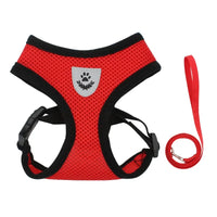Paw Élégance – Adjustable Reflective Mesh Harness with Leash