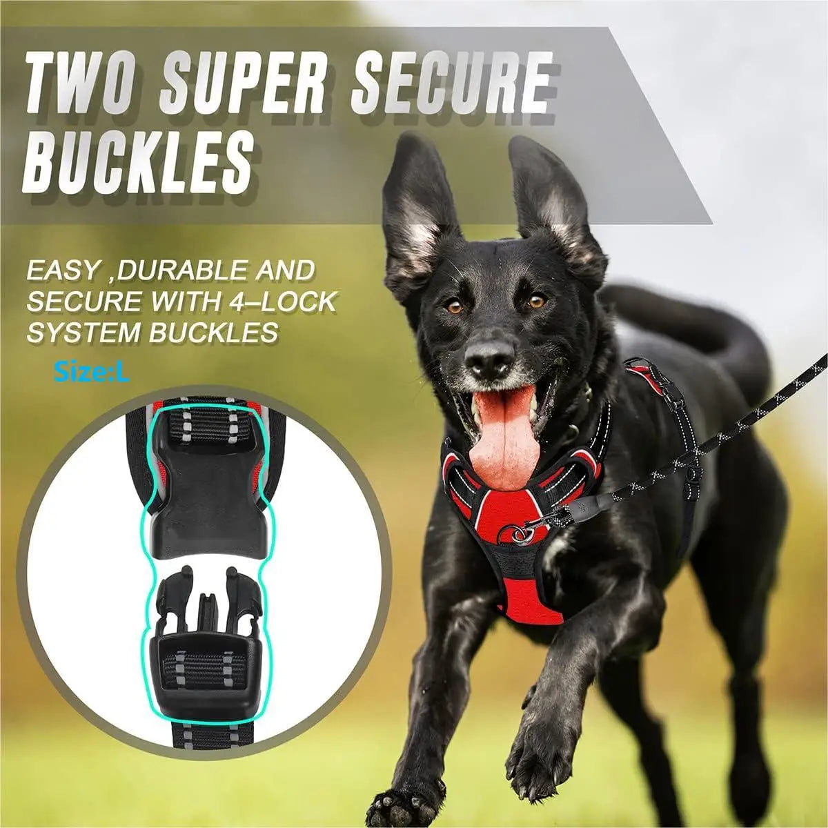 Paw Élégance – No-Pull Reflective Control Harness for Large Dogs