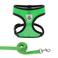 Paw Élégance – Adjustable Reflective Mesh Harness with Leash